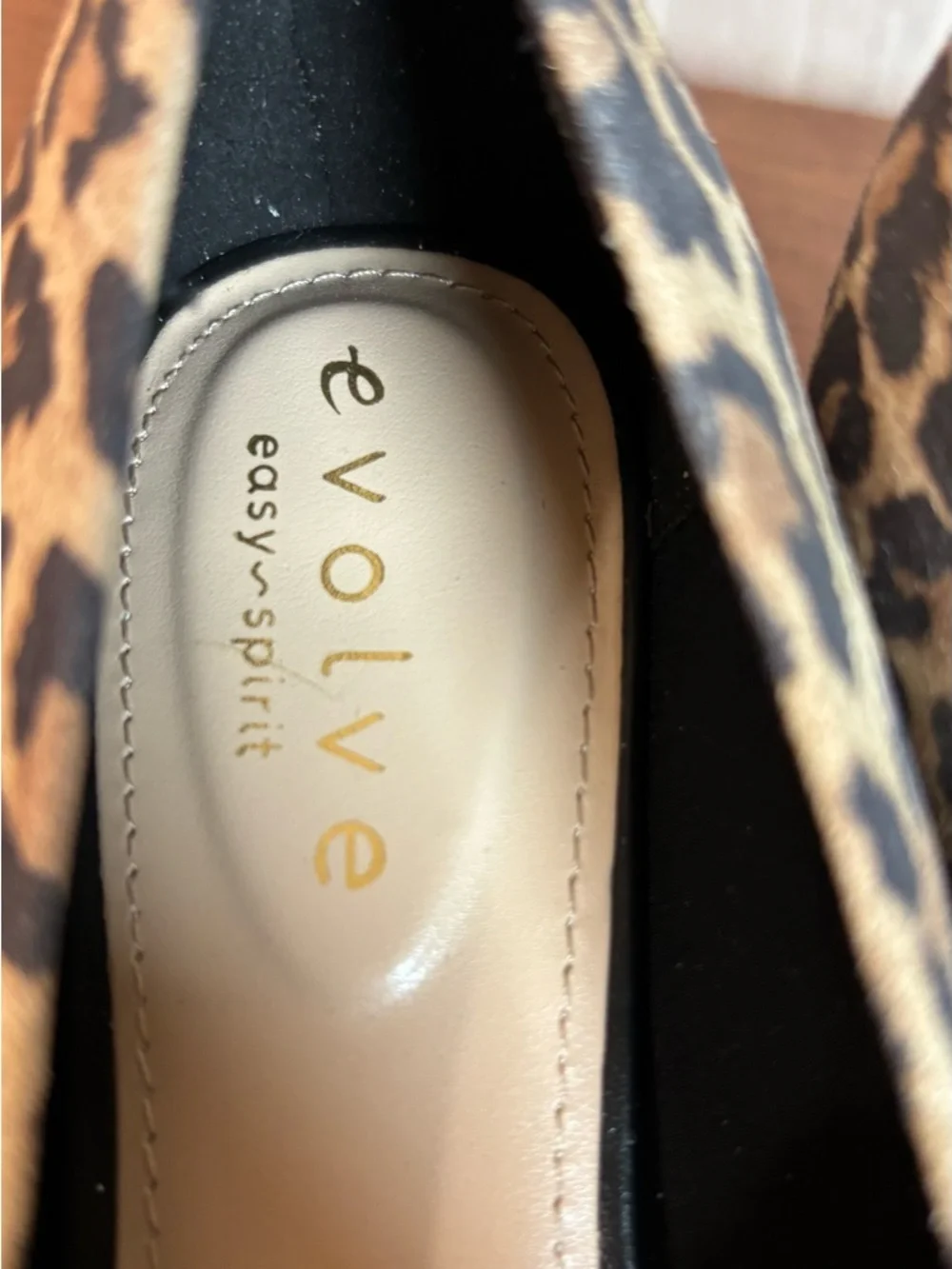 Easy Spirit Evolve Leopard Print Block Heel Pumps - Tan/Black Size 7.5